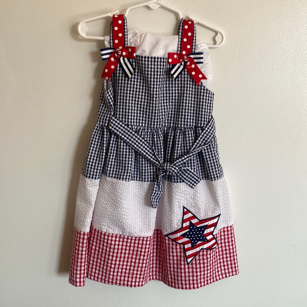 Red white and blue toddler girls dress.